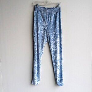 Blue crushed velvet track pants/joggers